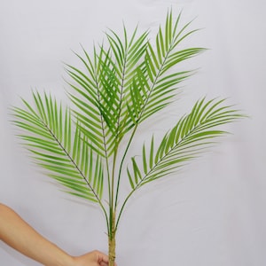 Artificial Palm Leaf Stem, Tropical Home Decor, Fake Palm Frond, Areca Palm Leaves, Indoor Plant Decor, Greenery Arrangement
