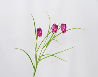 Artificial Fritillaria Affinis Flower, Checkered Lily Stem, Fake Floral Craft, Faux Spring Flower, Fake Lily Decor, Home Decor, Vase Fillers