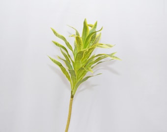 Tallo de dracaena artificial, vegetación tropical realista, hojas abigarradas amarillas, planta artificial para decoración floral del hogar, arreglos de boda, regalo