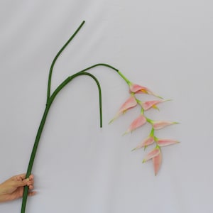 Artificial Heliconia Stem, Faux Pink Heliconia Flower, Tropical Plant Decor, Decorative Heliconia Spray, Home Floral Decor, Wedding Flower