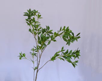 Artificial Pieris Japonica Branch, Tall Faux Green Leaf Spray, Large Decor Botanical Stem, Realistic Greenery for Home Office Wedding Décor