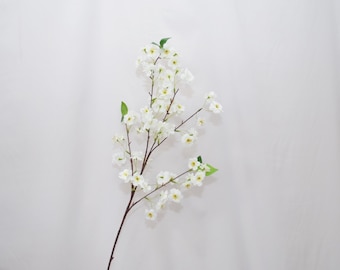 Artificial White Cherry Blossom Branch, Faux Sakura Flower Stem, Spring Floral Decor, Wedding Arrangement, Table Centerpiece, Home Flower
