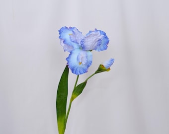 Artificial Iris Flower Stem, Realistic Faux Ruffled Petal Bloom for Vase, Spring Flower Decor, Wedding Floral Arrangement, Table Centerpiece