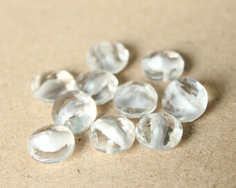 Vintage Frosted Matte White Givre Round Glass Beads 11mm 16