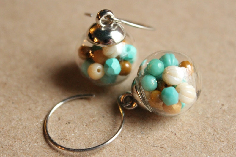 Glass Beads Surgical Steel Earwires Glass Globe Earrings