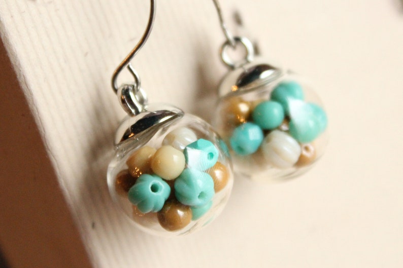Glass Beads Surgical Steel Earwires Glass Globe Earrings
