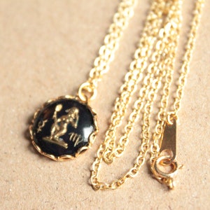 What's Your Sign Necklace Vintage Glass Gold-plated or Antiqued Brass ...