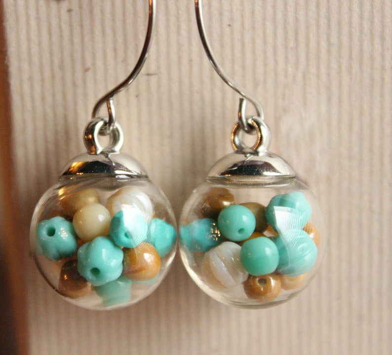 Glass Beads Surgical Steel Earwires Glass Globe Earrings