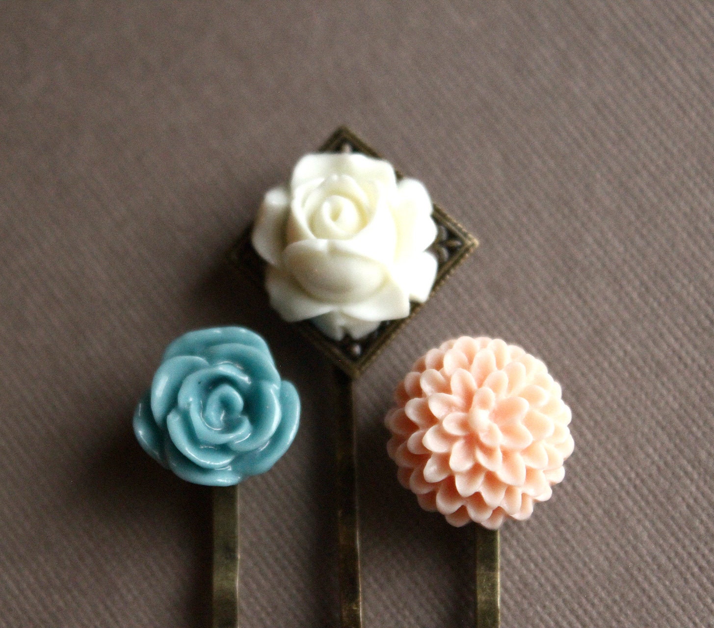 Vintage Brass Blue Enamel Hair Fork Floral Hair Pin Boho Statement Vintage Blue Hair Pin - Etsy main image 3