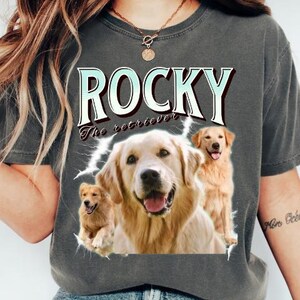 Custom Vintage Pet T-shirt, Personalized Dog Mom Shirt, Custom Pet Face Design, Pet Photo + Name, Custom Dog Portrait, Dog Remembrance Gift