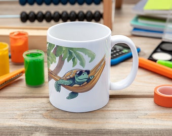 Taza de cafe de tortuga, regalo de cumpleaños, taza de cerámica, taza de tortuga, tazas divertidas, dibujos de animales, taza de regalo,11oz