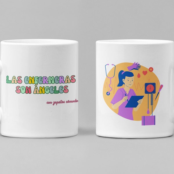 Taza para enfermera, taza de cerámica, las enfermeras son ángeles con zapatos cómodos, taza de café, regalo enfermera, regalo de cumpleaños