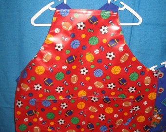 Red Sports Vinyl Apron for Children