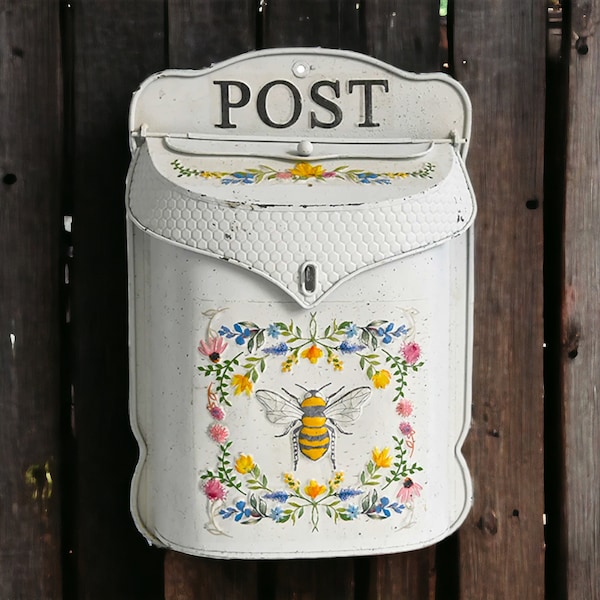 Vintage Style Post Box - Bee, Antique Mailbox, Letter Box, Mail Box, Post Box, Antique Rustic Style, Gift For Couples