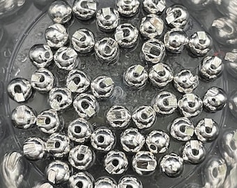 50pc - Silver Slotted Tungsten Beads: Fly Fishing, Fly Tying