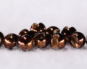 50pc - Metallic Slotted Tungsten Beads - Coffee - Fly Tying