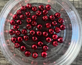 Metallic Red Slotted Tungsten Beads - (50ct per pack) - Fly Fishing - Fly Tying