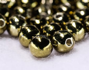 50pc - Metallic Slotted Tungsten Beads - Olive - Fly Tying