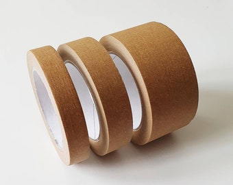 Recyclable Parcel Tape, 19mm, 24mm, 48mm x 50metres - Eco-Friendly Kraft Paper Packaging Tape, Brown Parcel Packing Sticky Tape