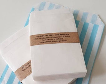 SAMPLES - Glassine Peel & Seal Bags, Biodegradable Eco-friendly Packaging, Paper Bags, Wedding Favour, Confetti Bags C7, C6, C5