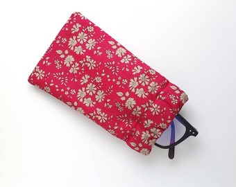 Art botanical fabric Soft Pouch Summer Accessory\u00a0Gift. Liberty /'Strawberry Thief Spring/' Padded Glasses Holder Sunglasses Case