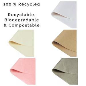 Carta velina 100% riciclata (375 x 500 mm) bianca, avorio, manilla (Kraft), grigia, rosa, rosso, viola, nero, confezione ecologica sostenibile