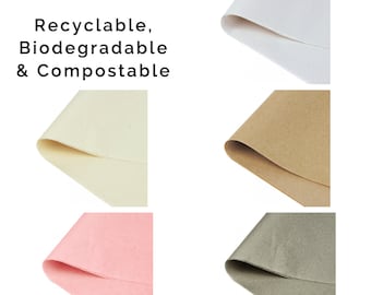100% Recycled Tissue Paper (375 x 500mm) White, Ivory, Manilla (Kraft), Grey, Pink, Red, Purple, Black - Sustainable eco-friendly packaging