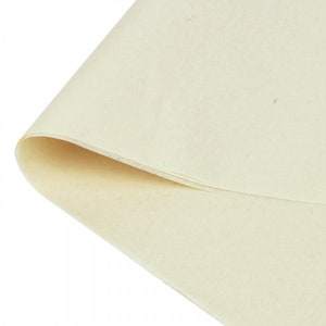 May include: A sheet of off-white tissue paper, folded in half, with a slightly textured surface.