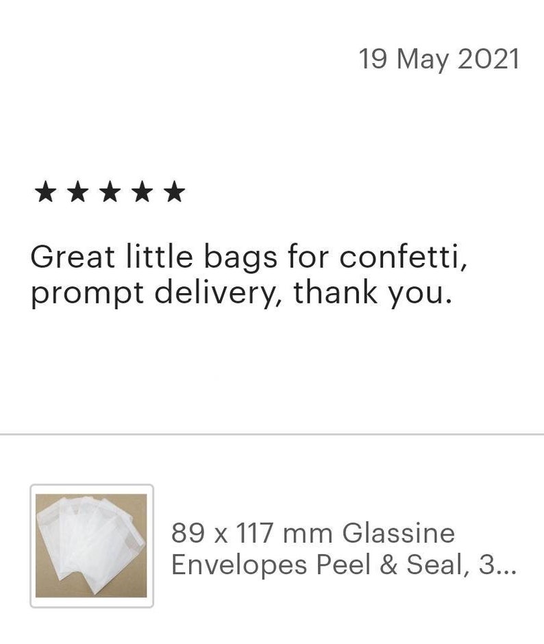May include: A stack of white 89 x 117 mm Glassine Envelopes Peel & Seal, 3...
