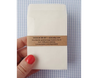 68 x 92 mm Mini Pergamin Beutel Schälen & Versiegeln, kleine Durchscheinende weiße Umschläge, Konfetti, Samen, Hochzeitsgeschenke, umweltfreundliche Verpackung
