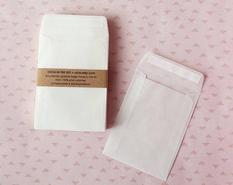 25mm/27mm Luck 7, 100 Bags Vellum Glassine Stamp Wax Paper Envelope Bags Medium Colors & Designs