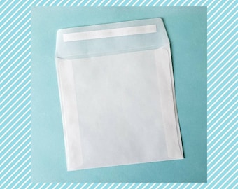 165 mm x 165 mm Square Glassine Envelopes Peel & Seal, Paper Bags for Greeting Cards, Prints, Invitations and Pictures