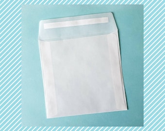 125 mm x 125 mm Square Glassine Envelopes Peel & Seal, Paper Bags for Greeting Cards, Prints, Invitations and Pictures