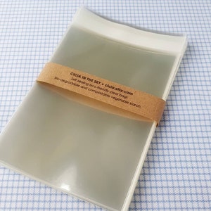 120 x 162 mm (C6) Sacos de violoncelo biodegradáveis SEGUROS PARA ALIMENTOS, envelope compostável ecológico transparente para impressões, confetes ou saco de lembrancinhas de casamento
