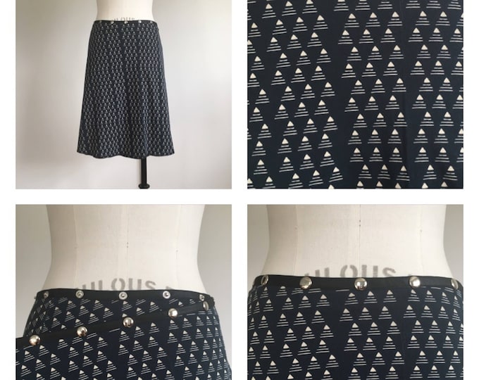 Black Wrap Snap Skirt Cotton Kint Midi Comfy Work skirt adjustable skirts Erin MacLeod, FREE SHIPPING