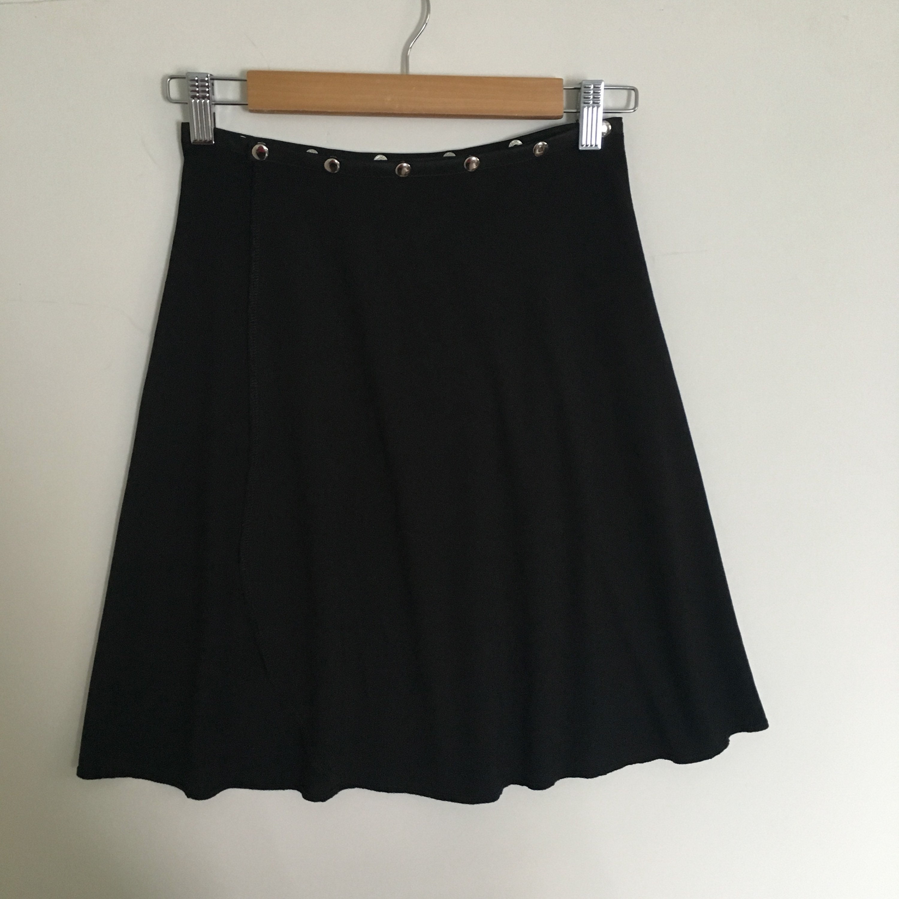 CUSTOM Basic Black Snap Skirt