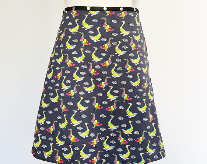 Hedgehog and ducks Snap Skirt by Erin MacLeod