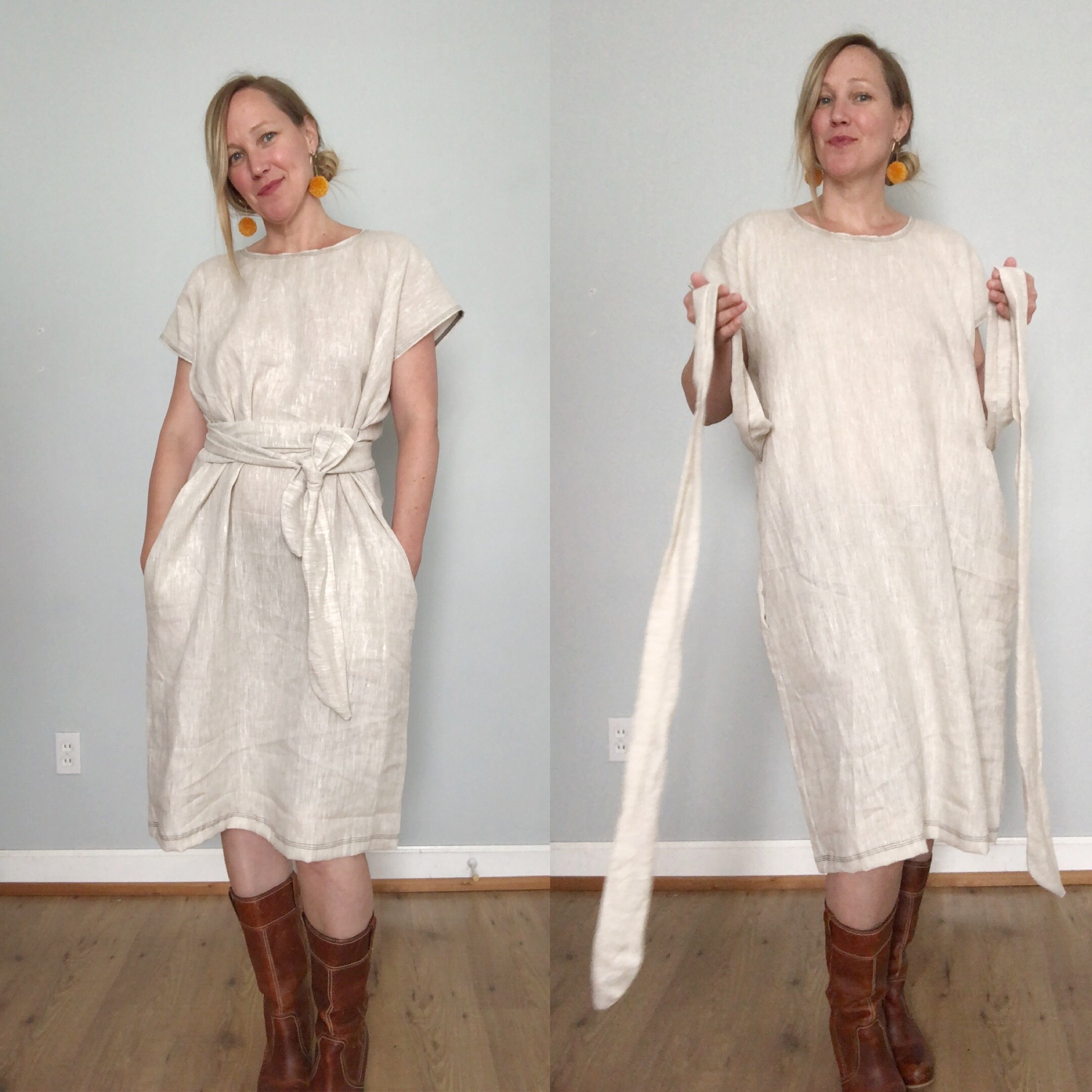 linen shift dress with pockets