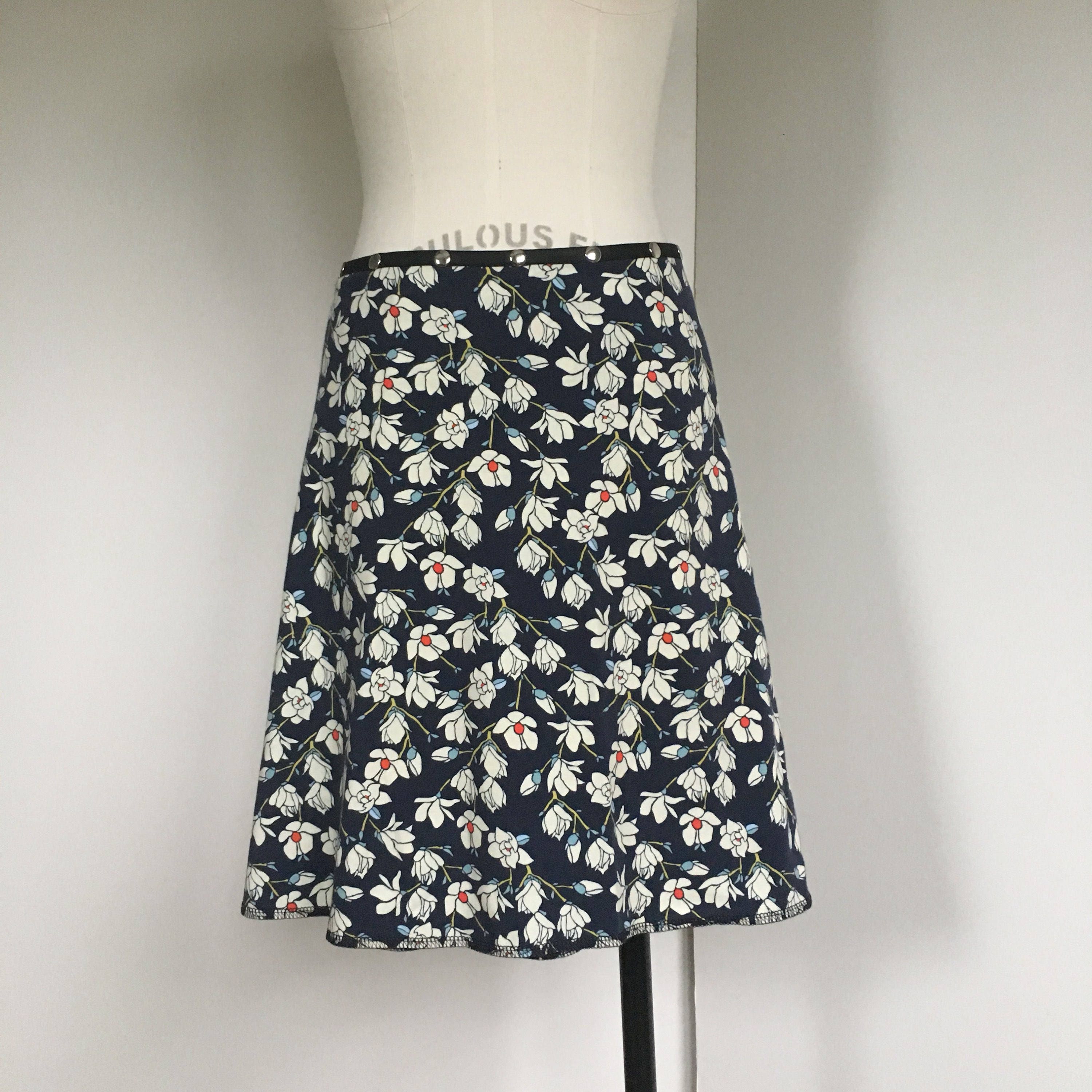 Flowers Skirt, Cotton Skirt, one size, Snap Skirt, blue Skirt, Erin ...