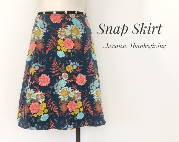 Spring Floral skirt, Adjustable Snap skirt, one size, Erin MacLeod FREE SHIPPING