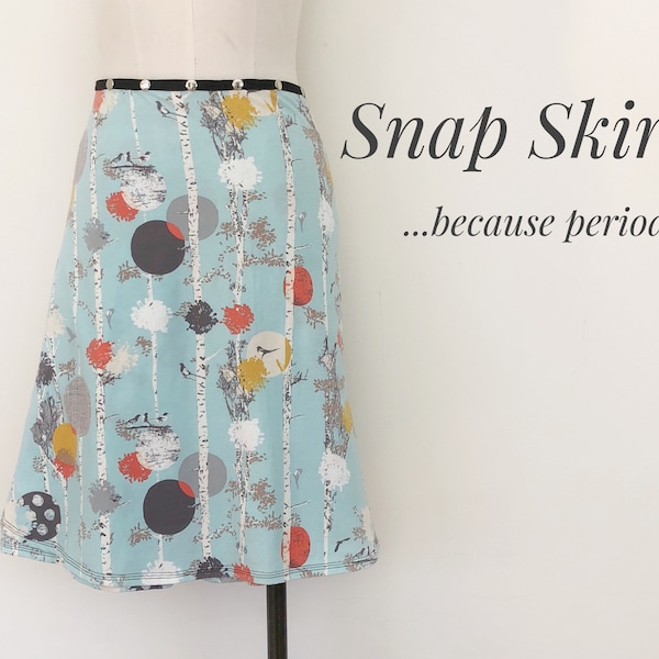 Snap Skirt, Birch Tree with Birds by Erin MacLeod