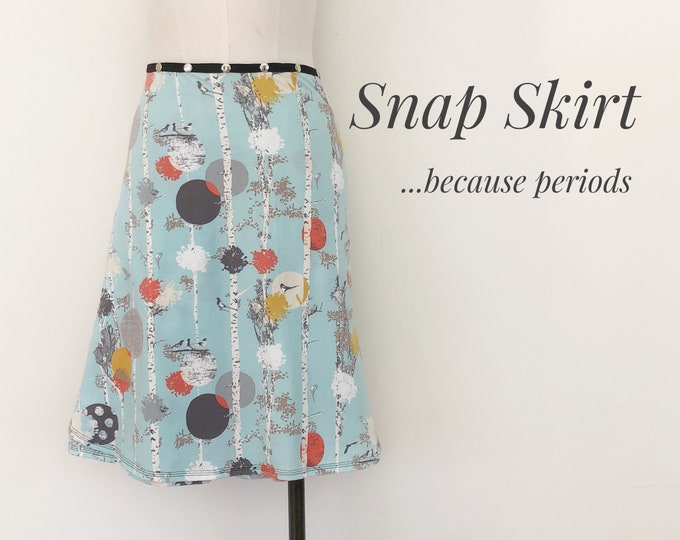 Snap Skirt, Birch Tree with Birds by Erin MacLeod