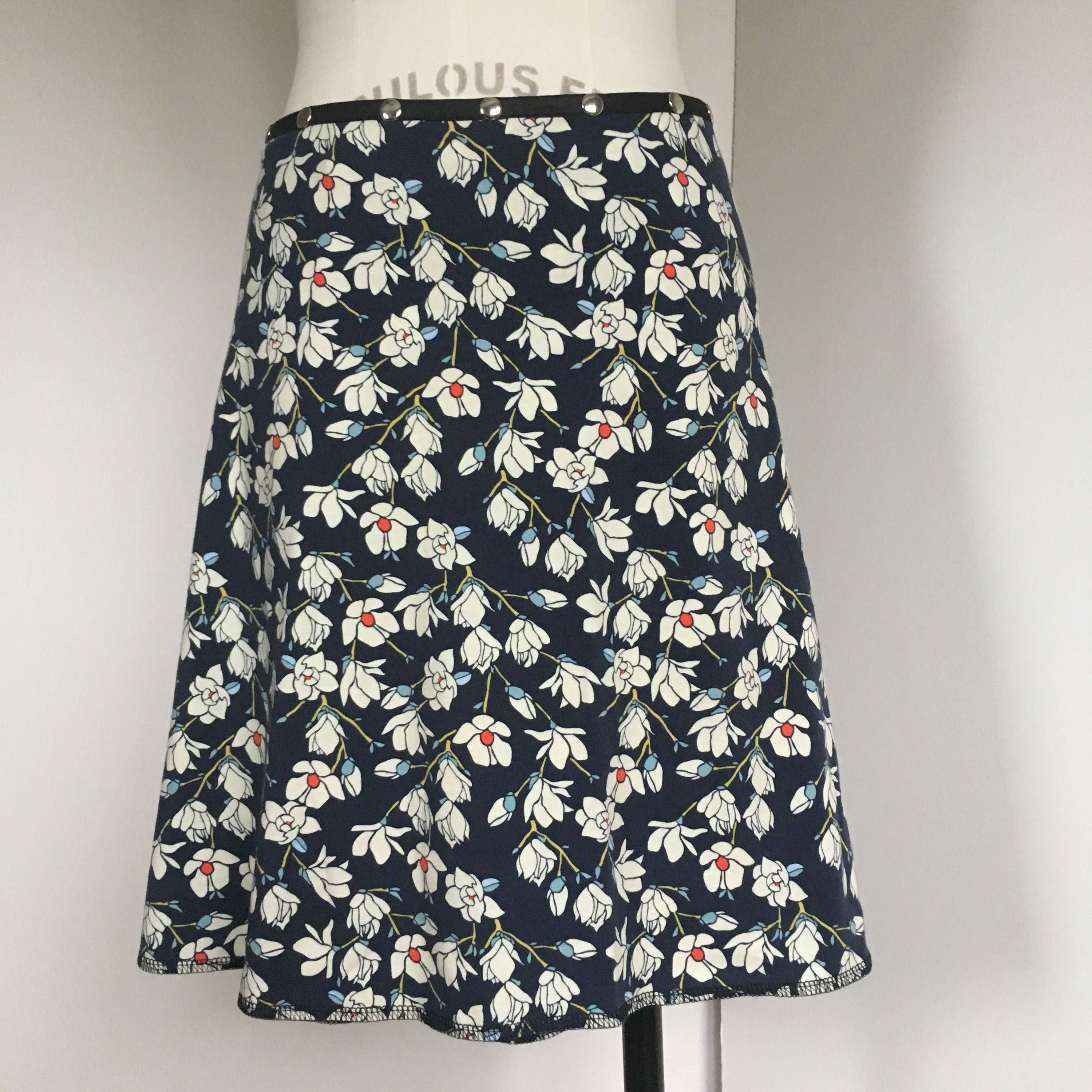 Flowers Skirt, Cotton Skirt, one size, Snap Skirt, blue Skirt, Erin ...