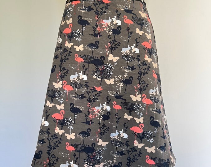 Flamingos Snap Skirt by Erin MacLeod