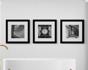 Architectural Series I| Black and White Photography | 3 Piece Wall Art | Art Deco | Above Bed Art  | Black & White Wall Art | Set of 3