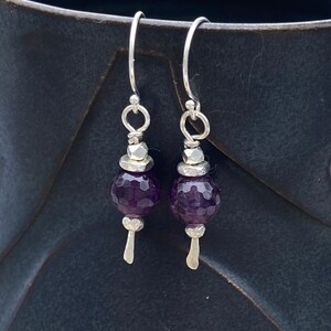 THE GARDEN Hydrangea Earrings | Purple Amethyst | Thai Silver | Argentium | February Birthstone | Hydrangea Jewelry | Hammered Handmade