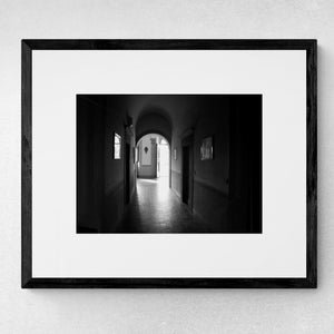 Hallway, Castello, Italy, Black and White Photography, Italian Wall Art, Black and White Wall Art, Office Wall Art, Tuscany Wall Art, image 1