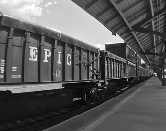 Epic Train Photograph | Fine Art Photography | Black and White Photo | Printable Instant Download | Minimalist | Kids Room Wall Art