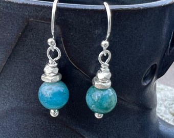 THE OCEAN Earrings | Argentium & Hill Tribe Silver | Blue Apatite | Hill Tribe Silver | Handmade Jewelry  | Save the Oceans | Beach Jewelry