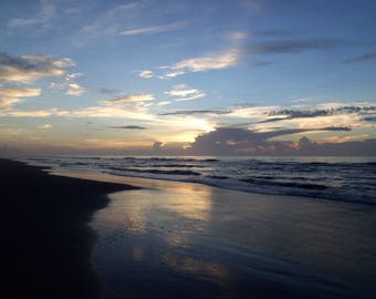 Sunrise, Shell Island, Wrightsville Beach, North Carolina, Photography Print, Beach Wall Art, Ocean Wall Art, Blue Home Decor, Blue Wall Art